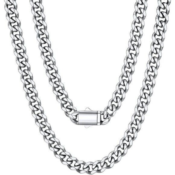 Other - Men's 9MM Width-Steel Stainless Steel Miami Cuban Curb Link Chain Necklace